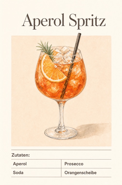 Rezeptkarte Aperol Spritz