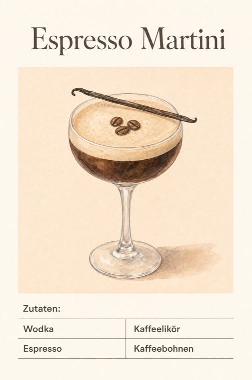 Rezeptkarte Espresso Martini