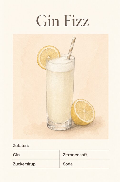 Rezeptkarte Gin Fizz