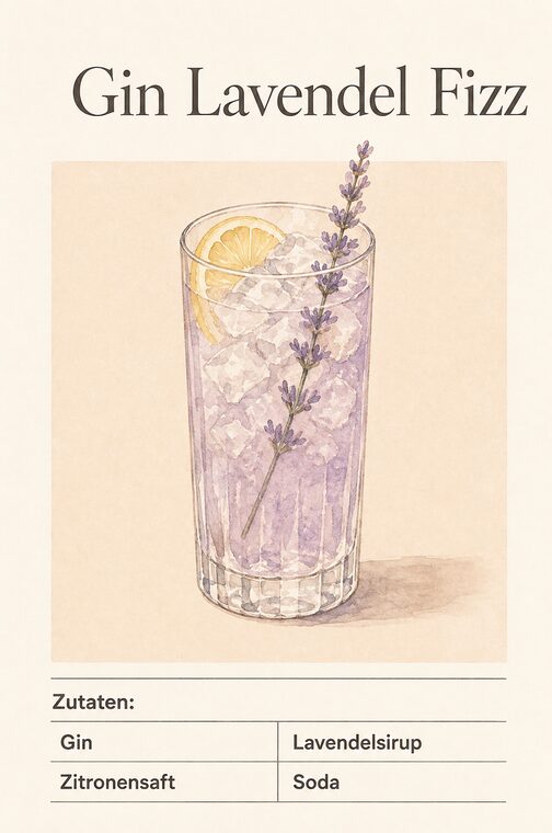 Rezeptkarte Gin Lavendel Fizz
