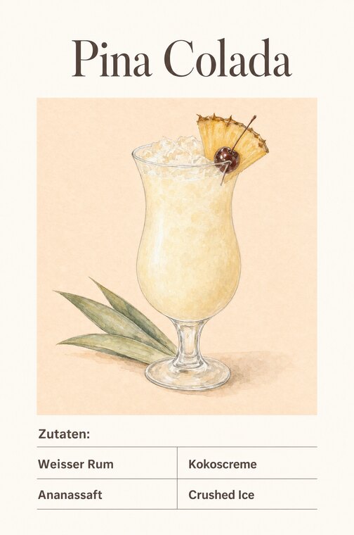 Rezeptkarte Pina Colada